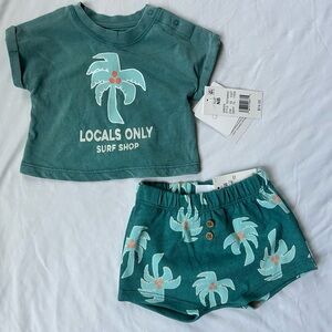 Kids' Teal 'Locals Only' Matching Set - Surf Shop Tee & Shorts